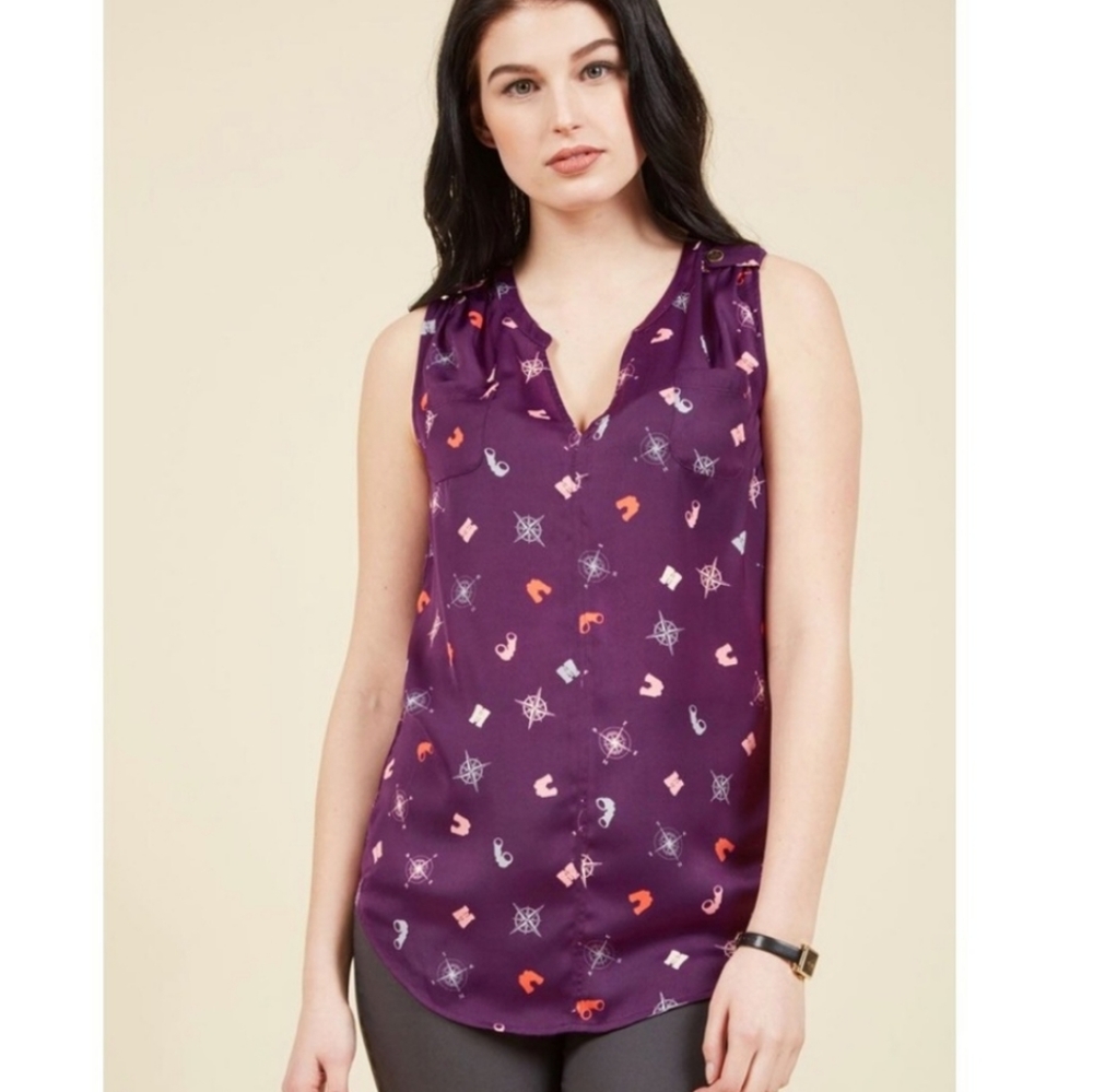 Modcloth Sleeveless Blouse Large
